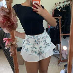 White Flowy Floral Shorts